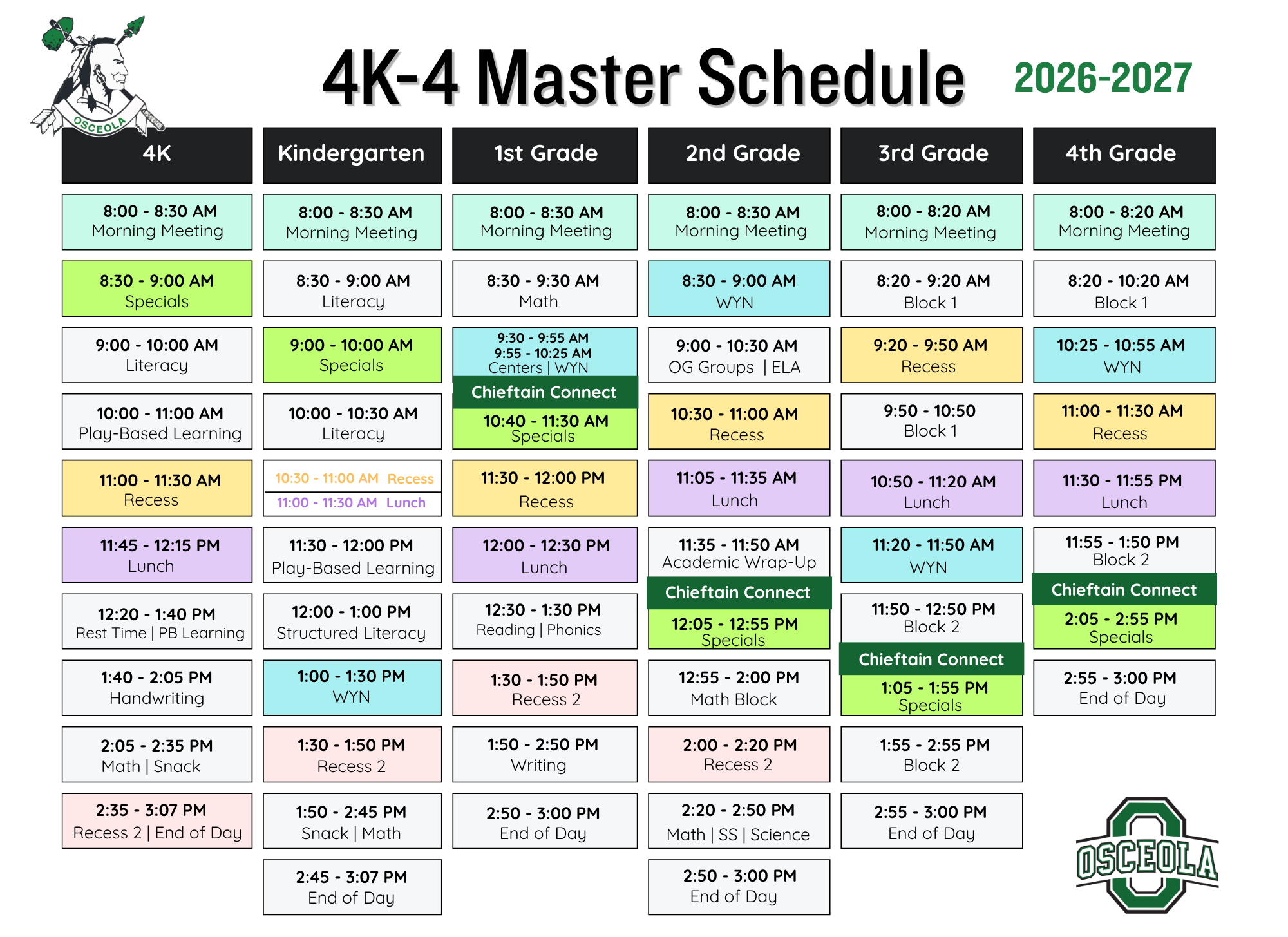 OES Master Schedule